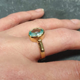 Gold Aquamarine Ring - Aquamarine Bezel Ring - Blue Gemstone Ring