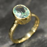 Gold Aquamarine Ring - Aquamarine Bezel Ring - Blue Gemstone Ring