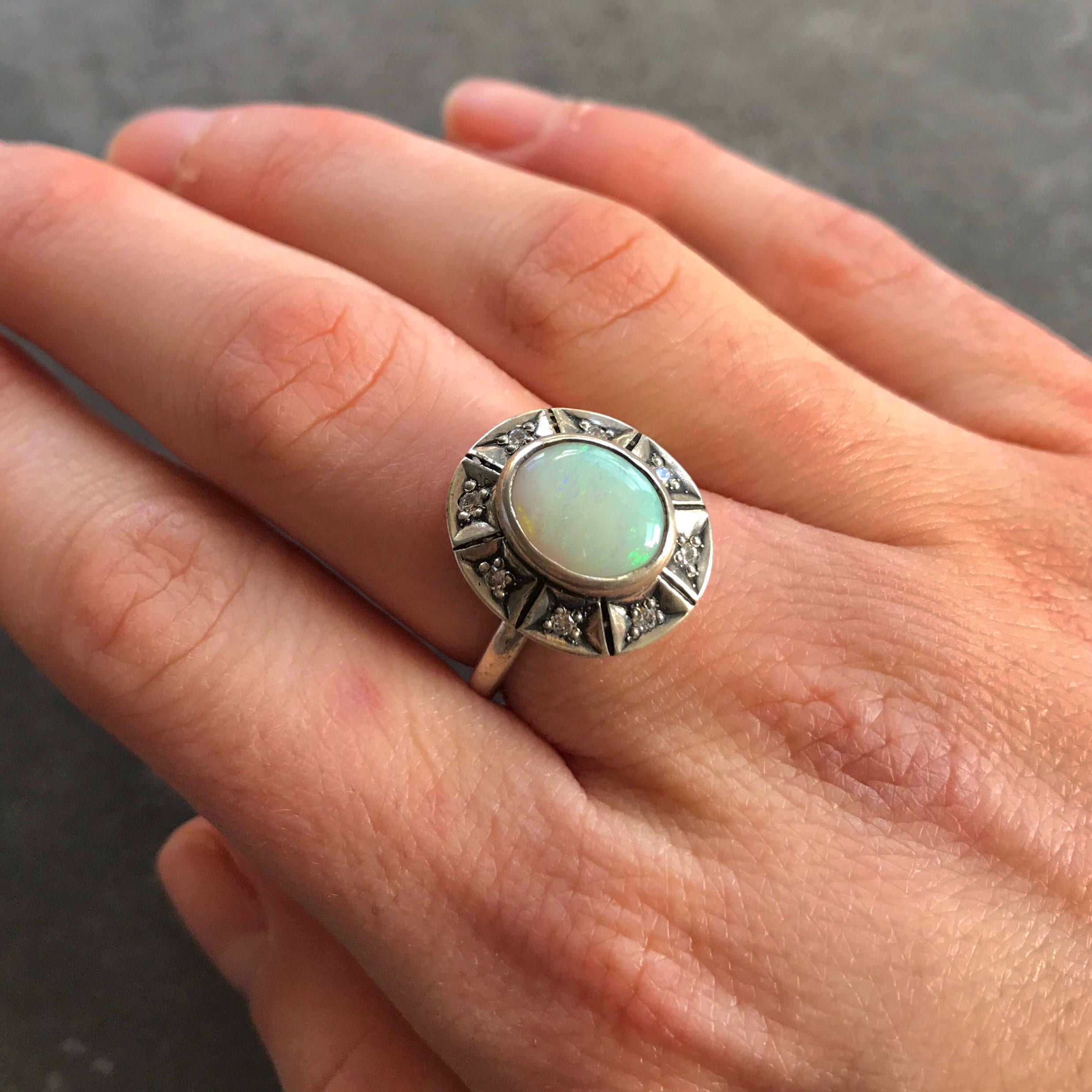 Elegant 925 Sterling Silver Natural Ring featuring an Oval White October Birthstone, perfect for daily wear and special gifts.