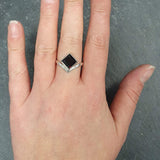 Square Garnet Ring - Natural Garnet Ring - Red Solitaire Ring