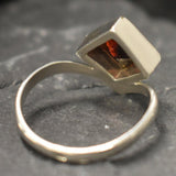 Square Garnet Ring - Natural Garnet Ring - Red Solitaire Ring