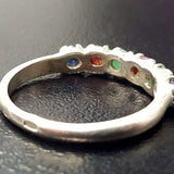 Multistone Ruby Ring - Genuine Emerald Ring - Natural Sapphire Ring