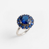 Created Sapphire Ring made in 925 Sterling Silver with Round Created Blue Sapphire in Prong setting, September Birthstone gift idea, symbolizes sincerity, truth, and faithfulness, ideal for everyday wear and perfect for birthday gifting and special occasions.