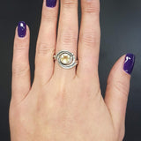 Citrine Ring - Yellow Swirl Ring - Vintage Spiral Ring