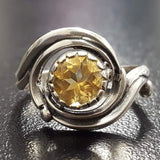 Citrine Ring - Yellow Swirl Ring - Vintage Spiral Ring