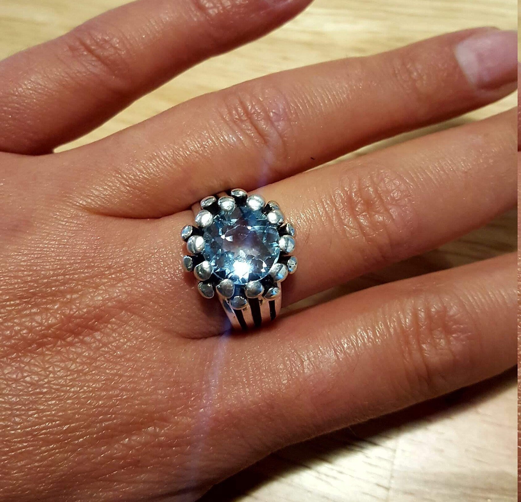 Statement Ring, Blue Topaz Ring, Natural Blue Topaz, Topaz Ring, December Birthstone, Unique Ring, Blue Ring, Solid Silver Ring, Blue Topaz