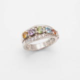 Colorful Wide Band - Citrine Stackable Ring - Multistone Triple Band