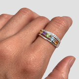 Colorful Wide Band - Citrine Stackable Ring - Multistone Triple Band