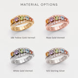 Colorful Wide Band - Citrine Stackable Ring - Multistone Triple Band