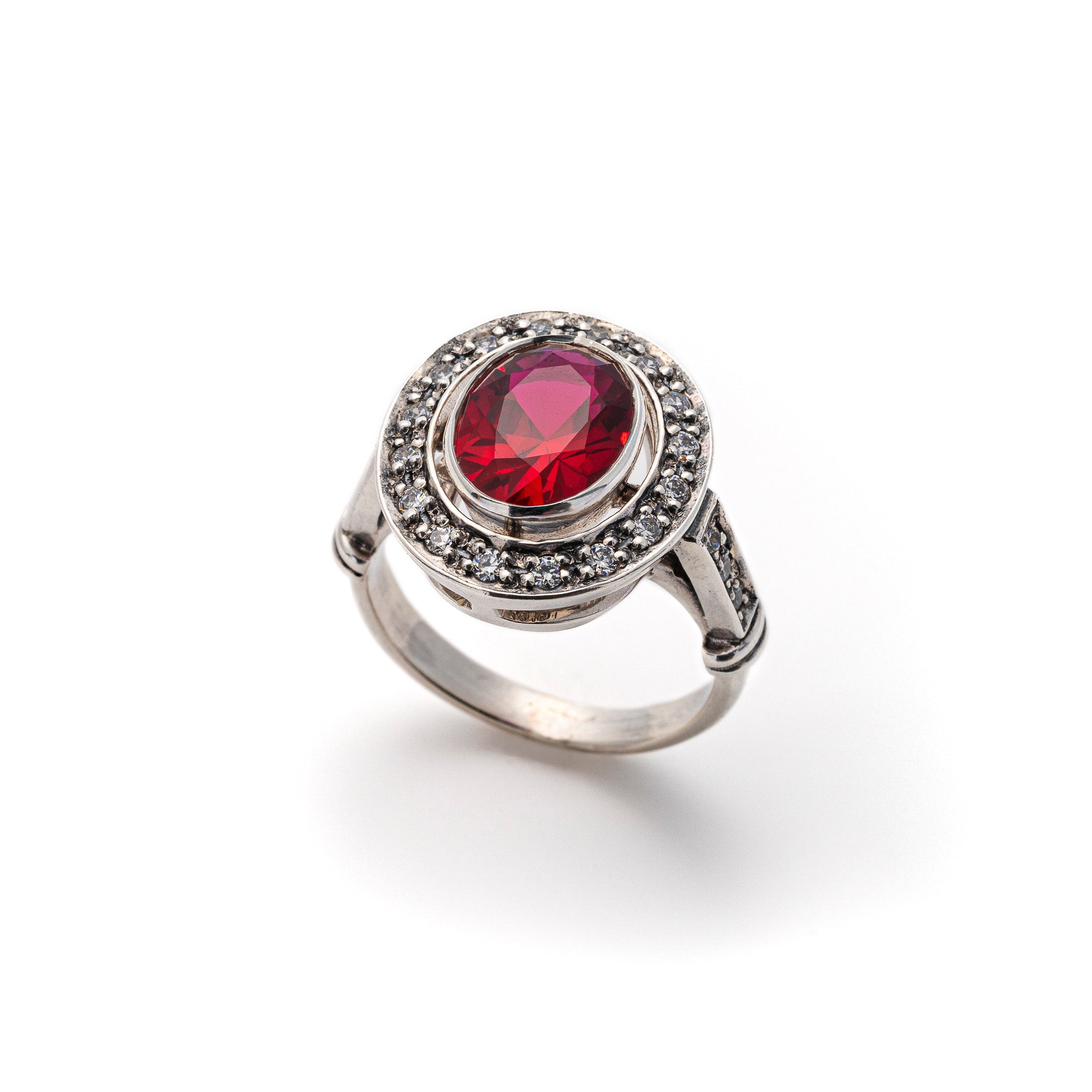 Antique Ruby Ring, Created Ruby, Solid Silver, Statement Vintage Style ...