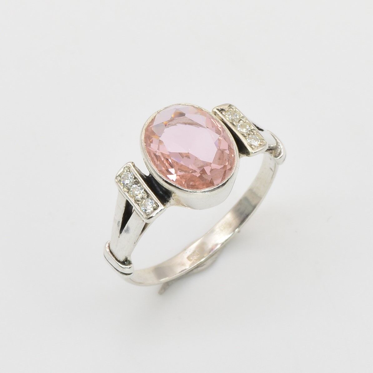 Morganite Ring, Created Morganite, Pink Ring, Pink Vintage Ring, Pink Diamond Ring, Valentines Gift, Pink Morganite Ring, 925 Silver Ring