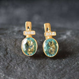 Aquamarine Earrings, Created Aquamarine, Blue Earrings, Vintage Earrings, Blue Diamond Earrings, Diamond Earrings, Solid Silver, Aquamarine(1)