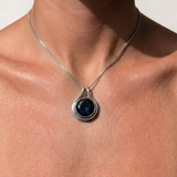 Sterling Silver Created Sapphire Pendant in Bezel setting, perfect for birthdays and special occasions, symbolizes sincerity and faithfulness.