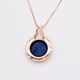 Sapphire Statement Necklace - Blue Gemstone Pendant - Rose Gold Sapphire Necklace