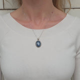 Large Blue Pendant - Natural Kyanite Necklace - Vintage Statement Necklace