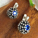 Sapphire Earrings, Created Sapphire, Vintage Studs, Antique Earrings, Unique Earrings, Vintage Earrings, Solid Silver Earrings, Sapphire