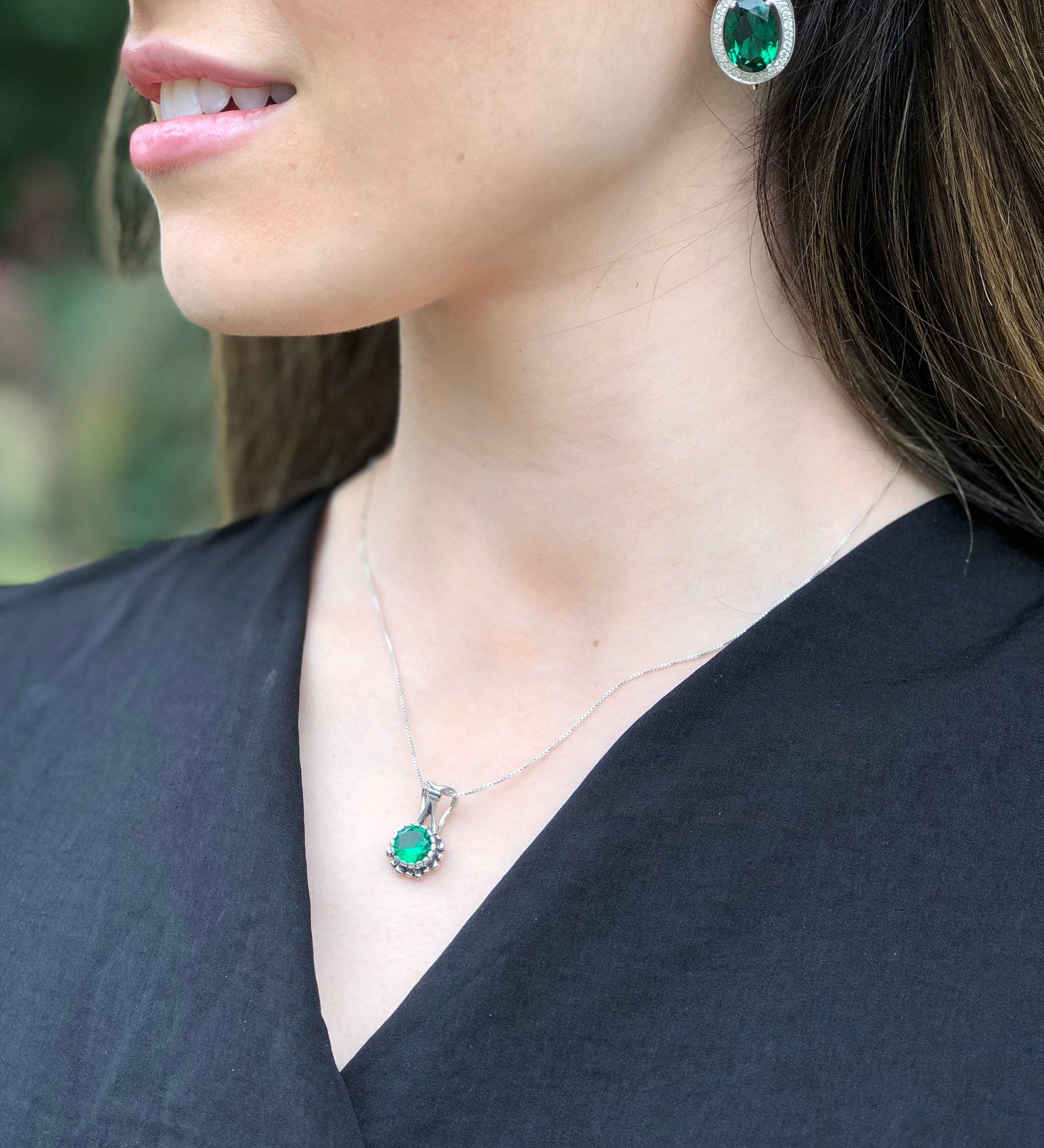 Diamond Pendant, Round Diamond Necklace, Vintage Pendant, CZ Diamond Pendant, Bridal Pendant, Solid Silver Pendant, Created Diamond Pendant