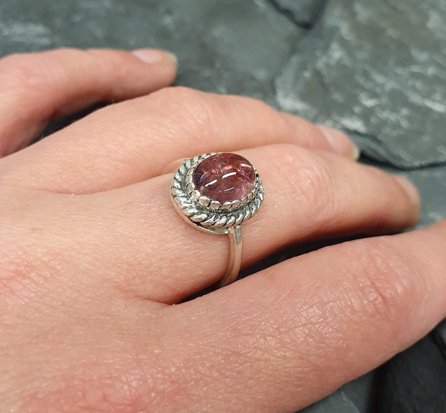 Tourmaline Ring, Natural Tourmaline, Pink Tourmaline, Pink Vintage Ring, October Birthstone, Vintage Rings, Solid Silver Ring, Tourmaline