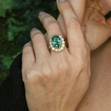 Gold Emerald Ring - Green Victorian Ring, Antique Emerald Ring