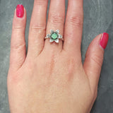 Green Flower Ring - Chrysoprase Ring - Vintage Solitaire Ring