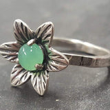 Green Flower Ring - Chrysoprase Ring - Vintage Solitaire Ring