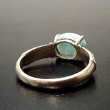 Genuine Larimar Ring - Blue Solitaire Ring - Boho Tribal Ring