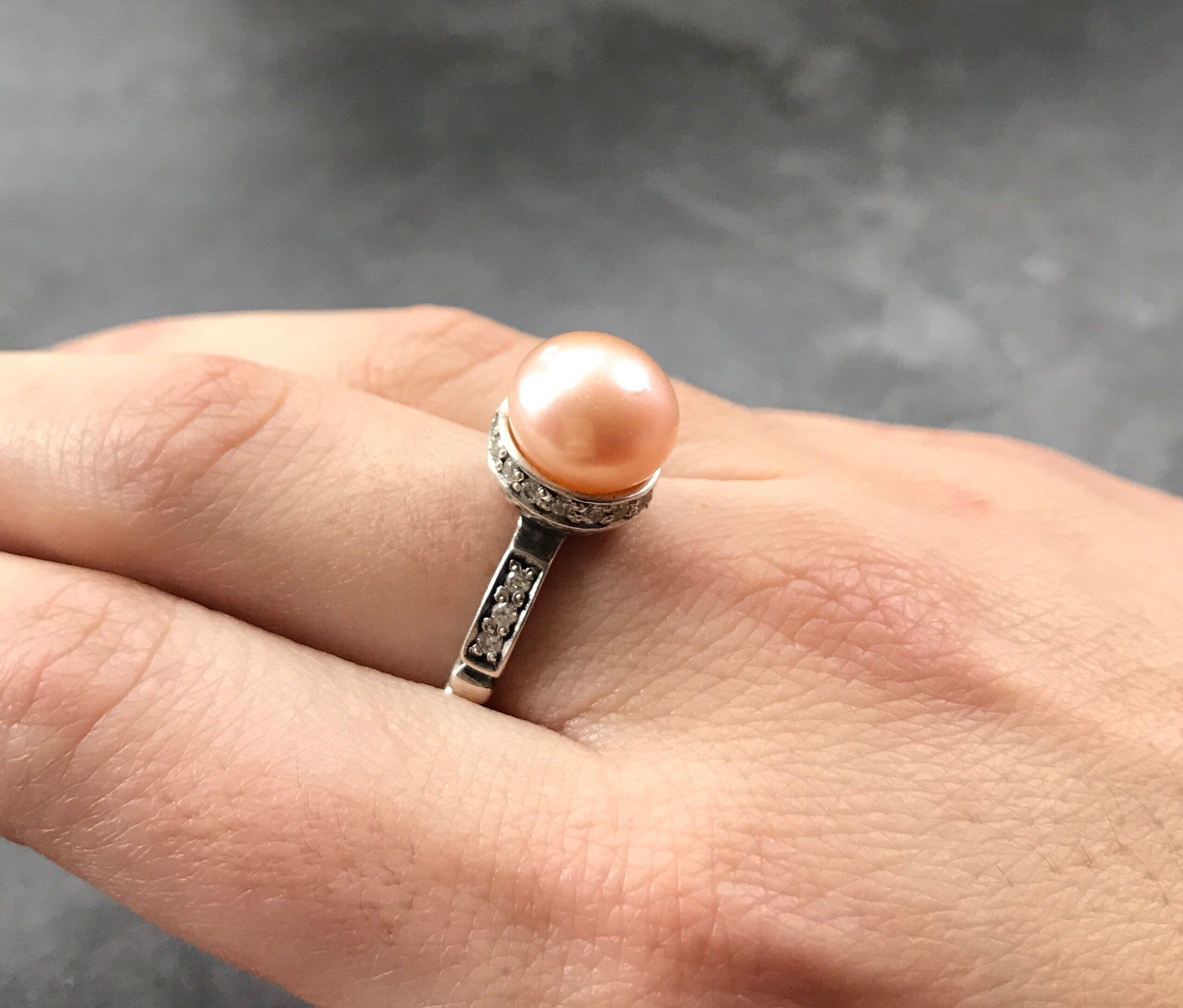 Real Pearl Ring, Black Pearl Ring, Natural Pearl, June Birthstone, Black Pearl, Real Pearl, Vintage Rings, 925 Silver Ring, Grey Pearl