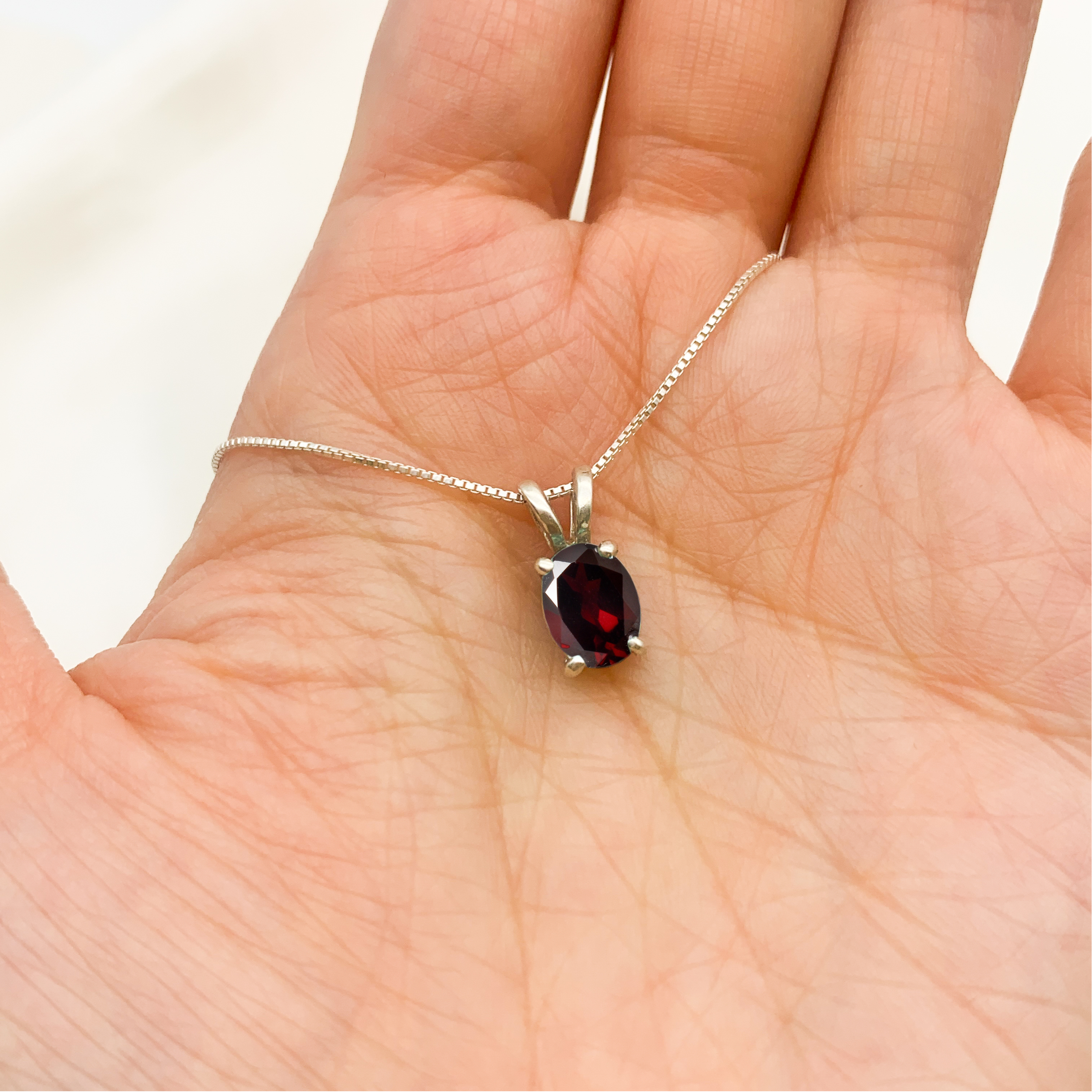 Garnet Pendant, Natural Garnet, January Birthstone, Small Oval Pendant, Dainty Pendant, Solid Silver Pendant, January Gift, Silver Garnet
