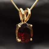 Gold Garnet Pendant - Red Oval Necklace - January Birthstone Pendant