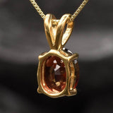 Gold Garnet Pendant - Red Oval Necklace - January Birthstone Pendant