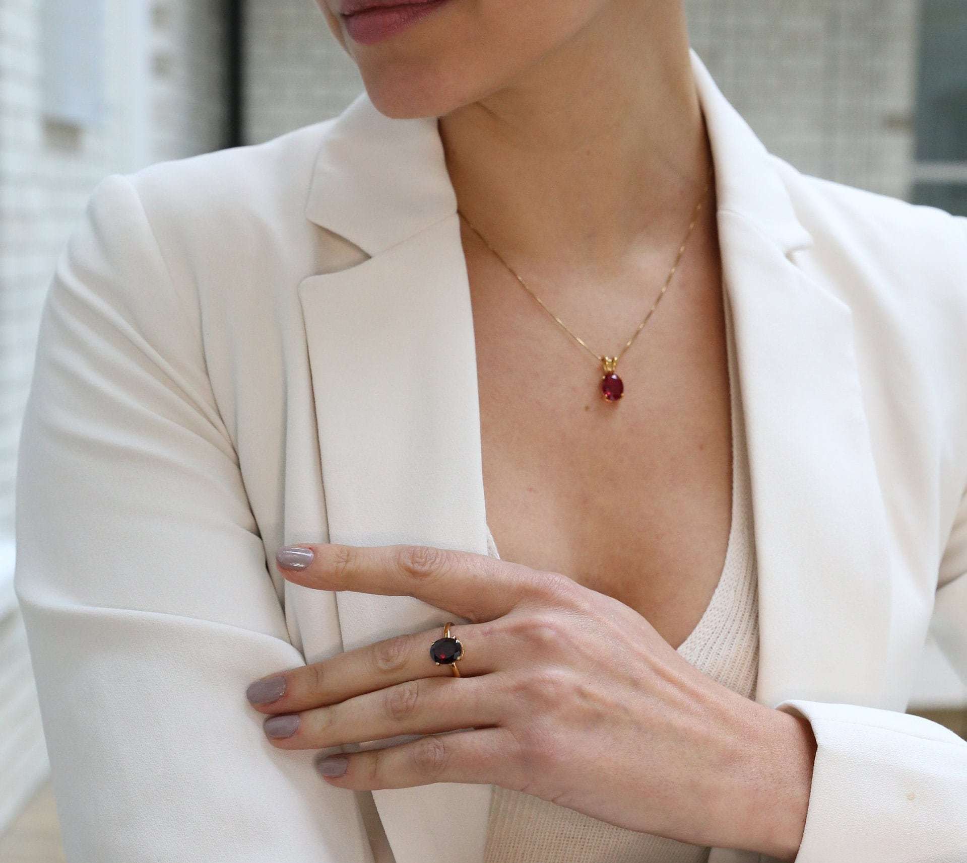 Garnet Pendant, Natural Garnet, January Birthstone, Small Oval Pendant, Dainty Pendant, Solid Silver Pendant, January Gift, Silver Garnet(1)