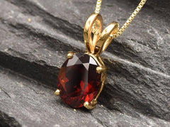 Garnet Pendant, Natural Garnet, January Birthstone, Small Oval Pendant, Dainty Pendant, Solid Silver Pendant, January Gift, Silver Garnet(1)