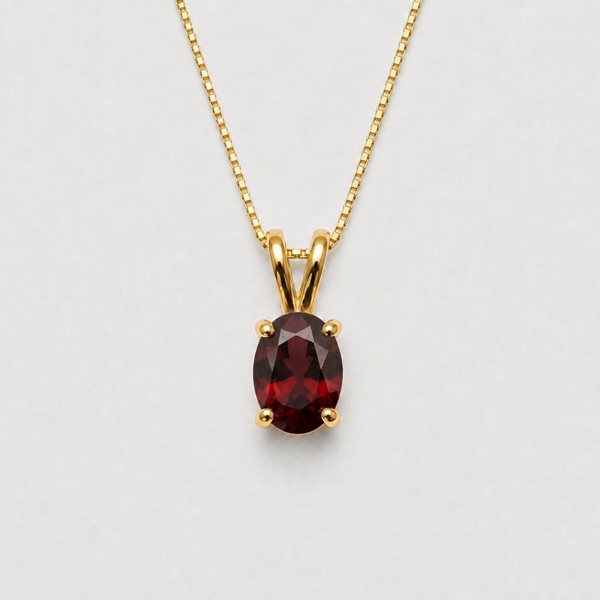 Natural Garnet Pendant made in 18k Gold Vermeil with Natural Red Garnet in Prong setting, January Birthstone gift idea, symbolizes love, passion & commitment, ideal for everyday wear and perfect for birthday gifting and special occasions.