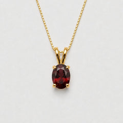 Natural Garnet Pendant made in 18k Gold Vermeil with Natural Red Garnet in Prong setting, January Birthstone gift idea, symbolizes love, passion & commitment, ideal for everyday wear and perfect for birthday gifting and special occasions.