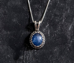 Kyanite Pendant, Natural Kyanite, Blue Kyanite, Victorian Pendant, Blue Pendant, Vintage Pendants, African Kyanite, Silver Pendant, Kyanite