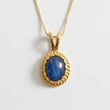 Natural Kyanite Pendant - Vintage Kyanite Gold Necklace - Blue Solitaire Necklace