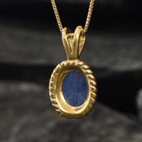 Natural Kyanite Pendant - Vintage Kyanite Gold Necklace - Blue Solitaire Necklace