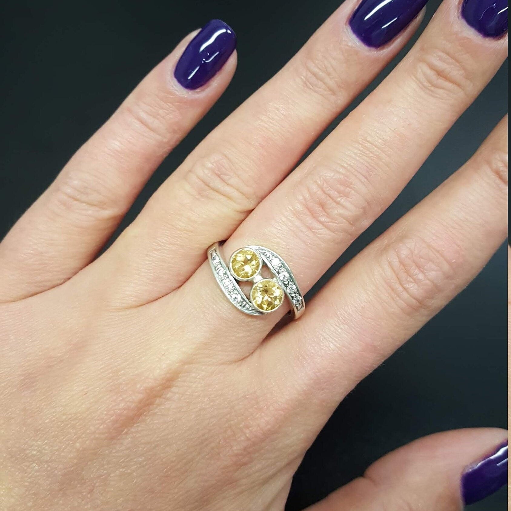 Citrine Ring, Natural Citrine, November Ring, Vintage Ring, November Birthstone, Yellow Gem Ring, Unique Ring, Solid Silver Ring, Citrine