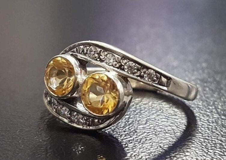 Citrine Ring, Natural Citrine, November Ring, Vintage Ring, November Birthstone, Yellow Gem Ring, Unique Ring, Solid Silver Ring, Citrine
