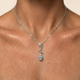 Genuine Aquamarine Necklace - Blue Leaf Pendant - March Birthstone Necklace