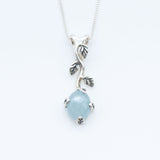 Aquamarine Leaf Pendant - Natural Aquamarine Necklace, Gold Aquamarine Pendant