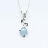 Aquamarine Leaf Pendant - Natural Aquamarine Necklace, Gold Aquamarine Pendant