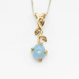 Aquamarine Leaf Pendant - Natural Aquamarine Necklace, Gold Aquamarine Pendant