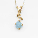 Genuine Aquamarine Necklace - Blue Leaf Pendant - March Birthstone Necklace