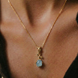 Aquamarine Leaf Pendant - Natural Aquamarine Necklace, Gold Aquamarine Pendant