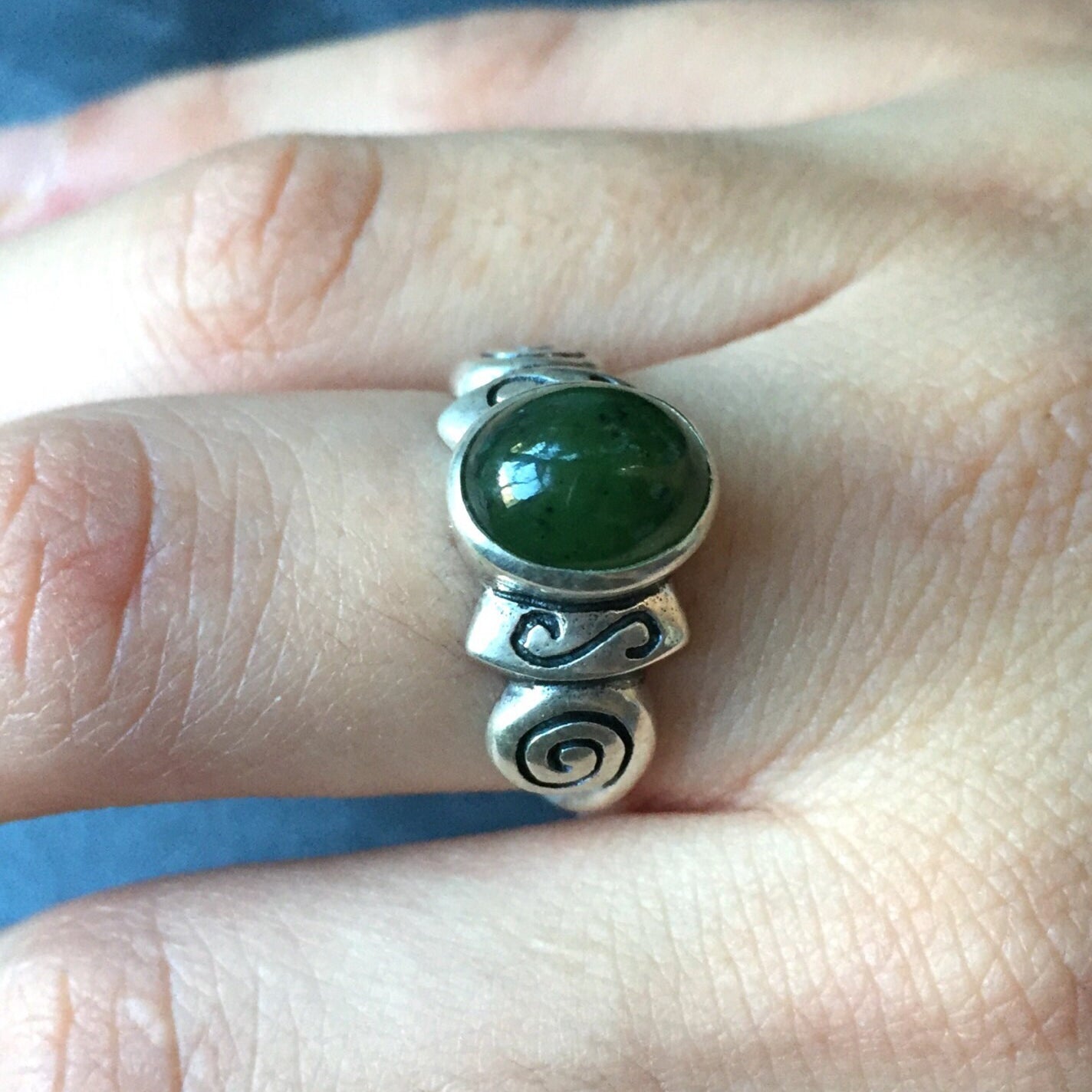 Jade Ring, Natural Jade, August Birthstone, Tribal Ring, Green Jade Ring, Genuine Jade, Vintage Rings, Jade, Antique Jade, Solid Silver Ring