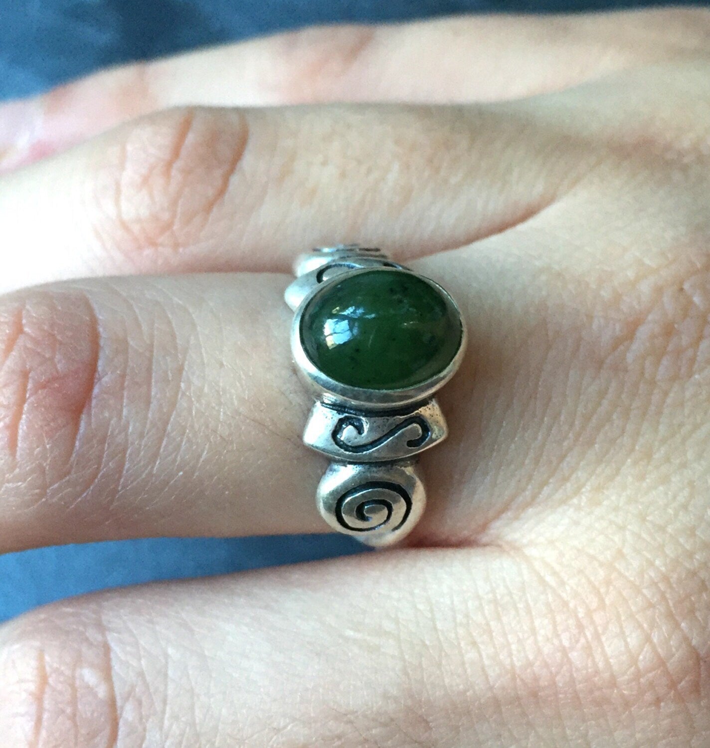 Jade Ring, Natural Jade, August Birthstone, Tribal Ring, Green Jade Ring, Genuine Jade, Vintage Rings, Jade, Antique Jade, Solid Silver Ring