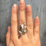 Frog Silver Ring - Mystic Topaz Ring - Purple Statement Ring