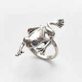 Frog Silver Ring - Mystic Topaz Ring - Purple Statement Ring