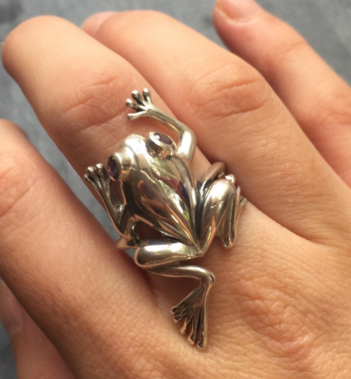 Frog Ring, Mystic Topaz Ring, December Birthstone, Natural Topaz, Frog Eyes, December Ring, Statement Ring, Artistic Ring, Solid Silver Ring